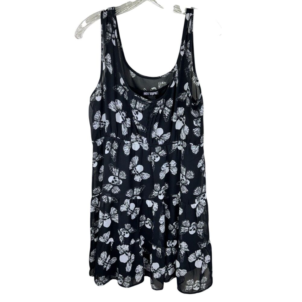 Hot Topic Death Moth Dress Skull‎ Butterfly Emo Goth Black Sheer size XL